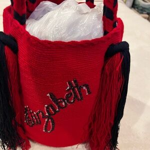 Elizabeth  personality Vibrant Red and Black  Bag wayuu Colombian Bag